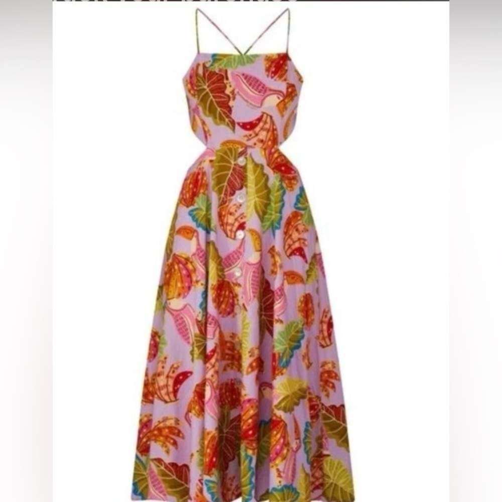 NWOT FARM RIO Lilac Beaks and Bananas Midi Dress - Size XS $199 - Picture 4 of 17